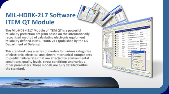 MIL-HDBK-217 reliability prediction software for mtbf calculations.